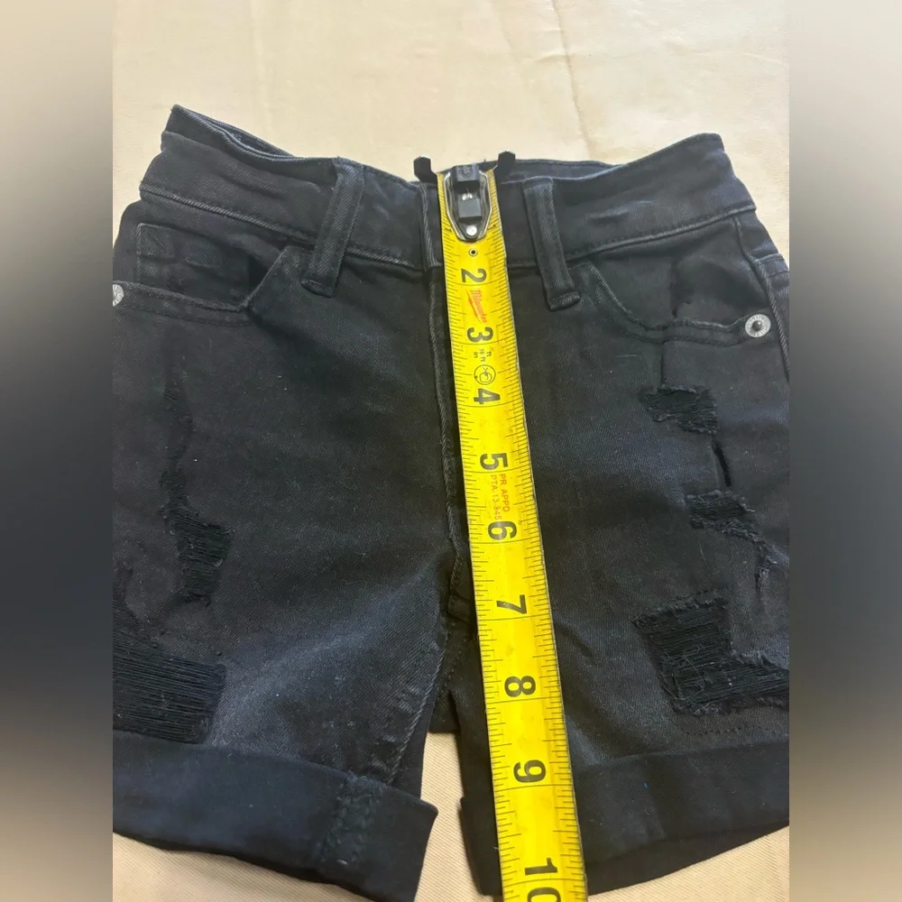 Justice‎ Black Distressed Denim Jean Shorts